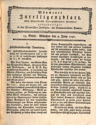 Münchner Intelligenzblatt (Münchner Intelligenzblatt) Samstag 9. Juni 1792