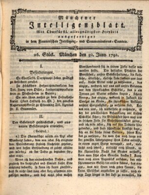 Münchner Intelligenzblatt (Münchner Intelligenzblatt) Samstag 30. Juni 1792