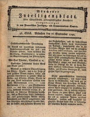 Münchner Intelligenzblatt (Münchner Intelligenzblatt) Mittwoch 26. September 1792