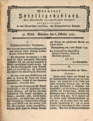 Münchner Intelligenzblatt (Münchner Intelligenzblatt) Samstag 6. Oktober 1792