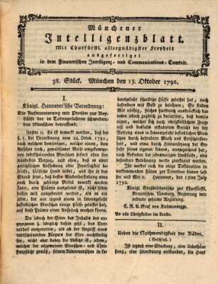 Münchner Intelligenzblatt (Münchner Intelligenzblatt) Samstag 13. Oktober 1792