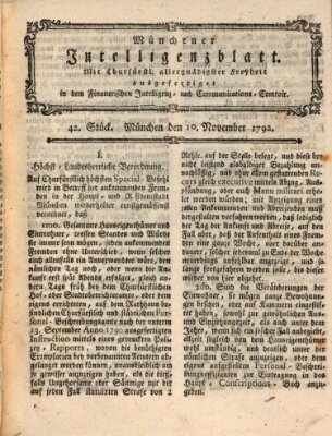 Münchner Intelligenzblatt (Münchner Intelligenzblatt) Samstag 10. November 1792