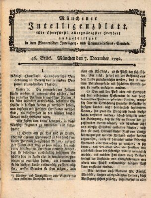 Münchner Intelligenzblatt (Münchner Intelligenzblatt) Freitag 7. Dezember 1792