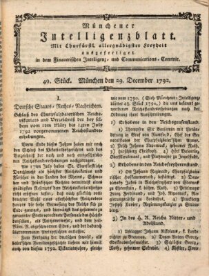 Münchner Intelligenzblatt (Münchner Intelligenzblatt) Samstag 29. Dezember 1792