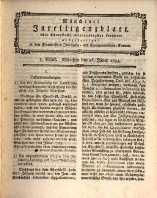 Münchner Intelligenzblatt (Münchner Intelligenzblatt) Samstag 26. Januar 1793