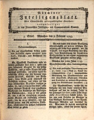 Münchner Intelligenzblatt (Münchner Intelligenzblatt) Samstag 9. Februar 1793