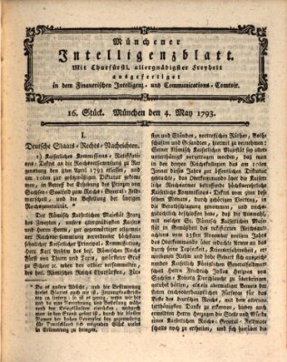 Münchner Intelligenzblatt (Münchner Intelligenzblatt) Samstag 4. Mai 1793