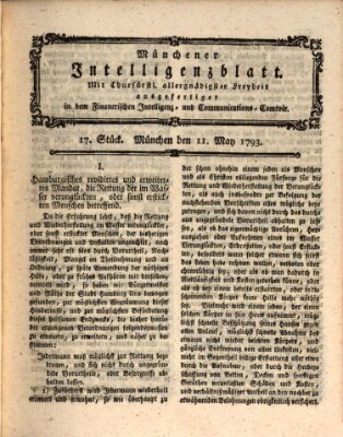 Münchner Intelligenzblatt (Münchner Intelligenzblatt) Samstag 11. Mai 1793