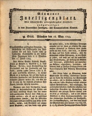 Münchner Intelligenzblatt (Münchner Intelligenzblatt) Samstag 18. Mai 1793