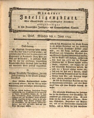 Münchner Intelligenzblatt (Münchner Intelligenzblatt) Samstag 1. Juni 1793