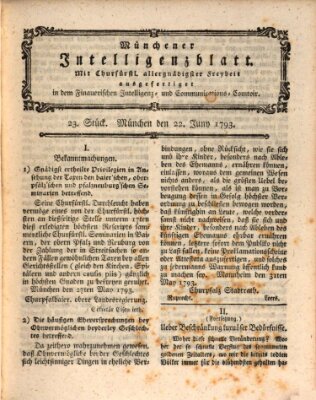 Münchner Intelligenzblatt (Münchner Intelligenzblatt) Samstag 22. Juni 1793