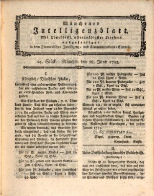 Münchner Intelligenzblatt (Münchner Intelligenzblatt) Freitag 28. Juni 1793