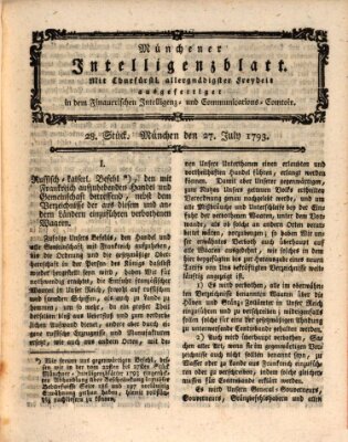 Münchner Intelligenzblatt (Münchner Intelligenzblatt) Samstag 27. Juli 1793