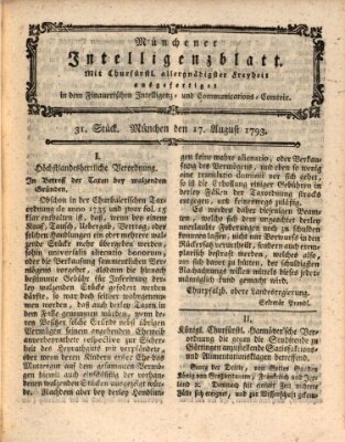 Münchner Intelligenzblatt (Münchner Intelligenzblatt) Samstag 17. August 1793