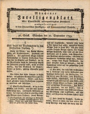 Münchner Intelligenzblatt (Münchner Intelligenzblatt) Samstag 21. September 1793