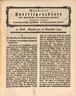 Münchner Intelligenzblatt (Münchner Intelligenzblatt) Samstag 28. September 1793