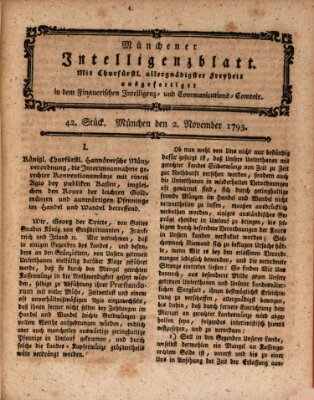 Münchner Intelligenzblatt (Münchner Intelligenzblatt) Samstag 2. November 1793