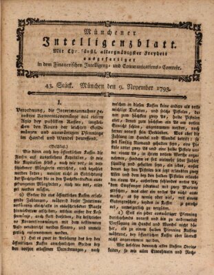 Münchner Intelligenzblatt (Münchner Intelligenzblatt) Samstag 9. November 1793