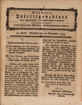 Münchner Intelligenzblatt (Münchner Intelligenzblatt) Samstag 16. November 1793