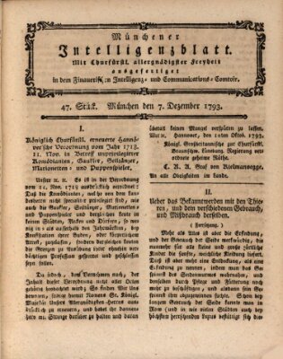 Münchner Intelligenzblatt (Münchner Intelligenzblatt) Samstag 7. Dezember 1793