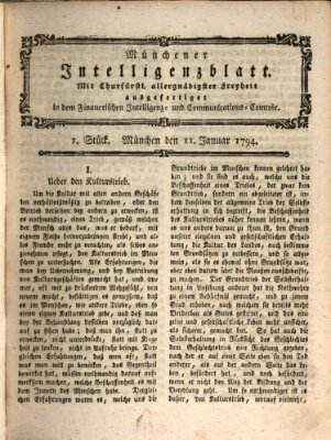 Münchner Intelligenzblatt (Münchner Intelligenzblatt) Samstag 11. Januar 1794