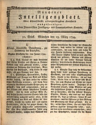 Münchner Intelligenzblatt (Münchner Intelligenzblatt) Samstag 15. März 1794