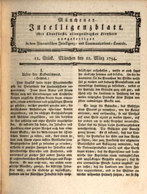 Münchner Intelligenzblatt (Münchner Intelligenzblatt) Samstag 22. März 1794