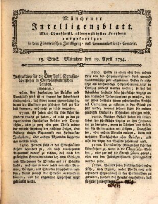 Münchner Intelligenzblatt (Münchner Intelligenzblatt) Samstag 19. April 1794