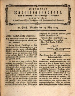 Münchner Intelligenzblatt (Münchner Intelligenzblatt) Freitag 23. Mai 1794