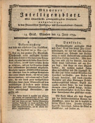 Münchner Intelligenzblatt (Münchner Intelligenzblatt) Freitag 13. Juni 1794