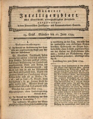 Münchner Intelligenzblatt (Münchner Intelligenzblatt) Freitag 20. Juni 1794