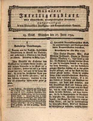 Münchner Intelligenzblatt (Münchner Intelligenzblatt) Freitag 27. Juni 1794