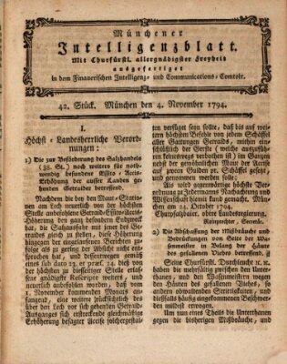 Münchner Intelligenzblatt (Münchner Intelligenzblatt) Dienstag 4. November 1794