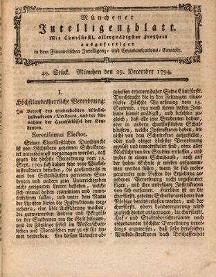 Münchner Intelligenzblatt (Münchner Intelligenzblatt) Montag 29. Dezember 1794