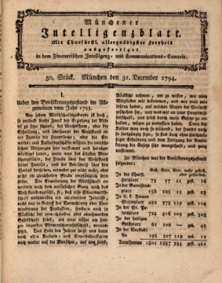 Münchner Intelligenzblatt (Münchner Intelligenzblatt) Mittwoch 31. Dezember 1794