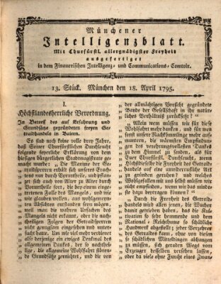 Münchner Intelligenzblatt (Münchner Intelligenzblatt) Samstag 18. April 1795