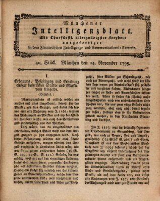 Münchner Intelligenzblatt (Münchner Intelligenzblatt) Samstag 14. November 1795