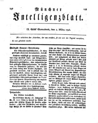 Münchner Intelligenzblatt Samstag 5. März 1796