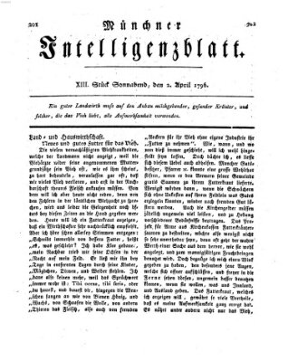 Münchner Intelligenzblatt Samstag 2. April 1796