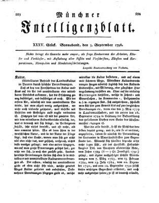 Münchner Intelligenzblatt Samstag 3. September 1796