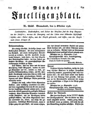 Münchner Intelligenzblatt Samstag 8. Oktober 1796