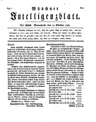 Münchner Intelligenzblatt Samstag 15. Oktober 1796