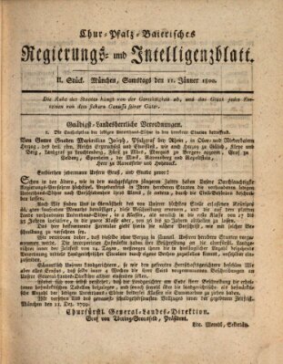 Chur-pfalz-baierisches Regierungs- und Intelligenz-Blatt (Münchner Intelligenzblatt) Samstag 11. Januar 1800