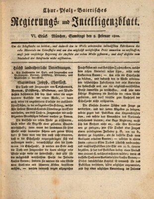 Chur-pfalz-baierisches Regierungs- und Intelligenz-Blatt (Münchner Intelligenzblatt) Samstag 8. Februar 1800