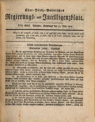 Chur-pfalz-baierisches Regierungs- und Intelligenz-Blatt (Münchner Intelligenzblatt) Samstag 31. Mai 1800