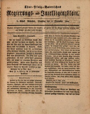 Chur-pfalz-baierisches Regierungs- und Intelligenz-Blatt (Münchner Intelligenzblatt) Samstag 13. Dezember 1800