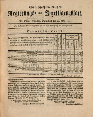 Chur-pfalz-baierisches Regierungs- und Intelligenz-Blatt (Münchner Intelligenzblatt) Samstag 21. März 1801