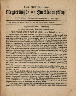 Chur-pfalz-baierisches Regierungs- und Intelligenz-Blatt (Münchner Intelligenzblatt) Samstag 13. Juni 1801