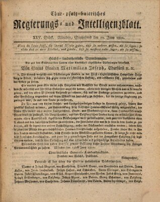 Chur-pfalz-baierisches Regierungs- und Intelligenz-Blatt (Münchner Intelligenzblatt) Samstag 20. Juni 1801