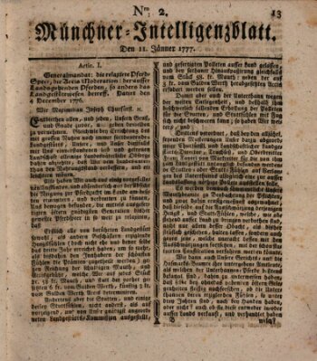 Münchner Intelligenzblatt (Münchner Intelligenzblatt) Samstag 11. Januar 1777